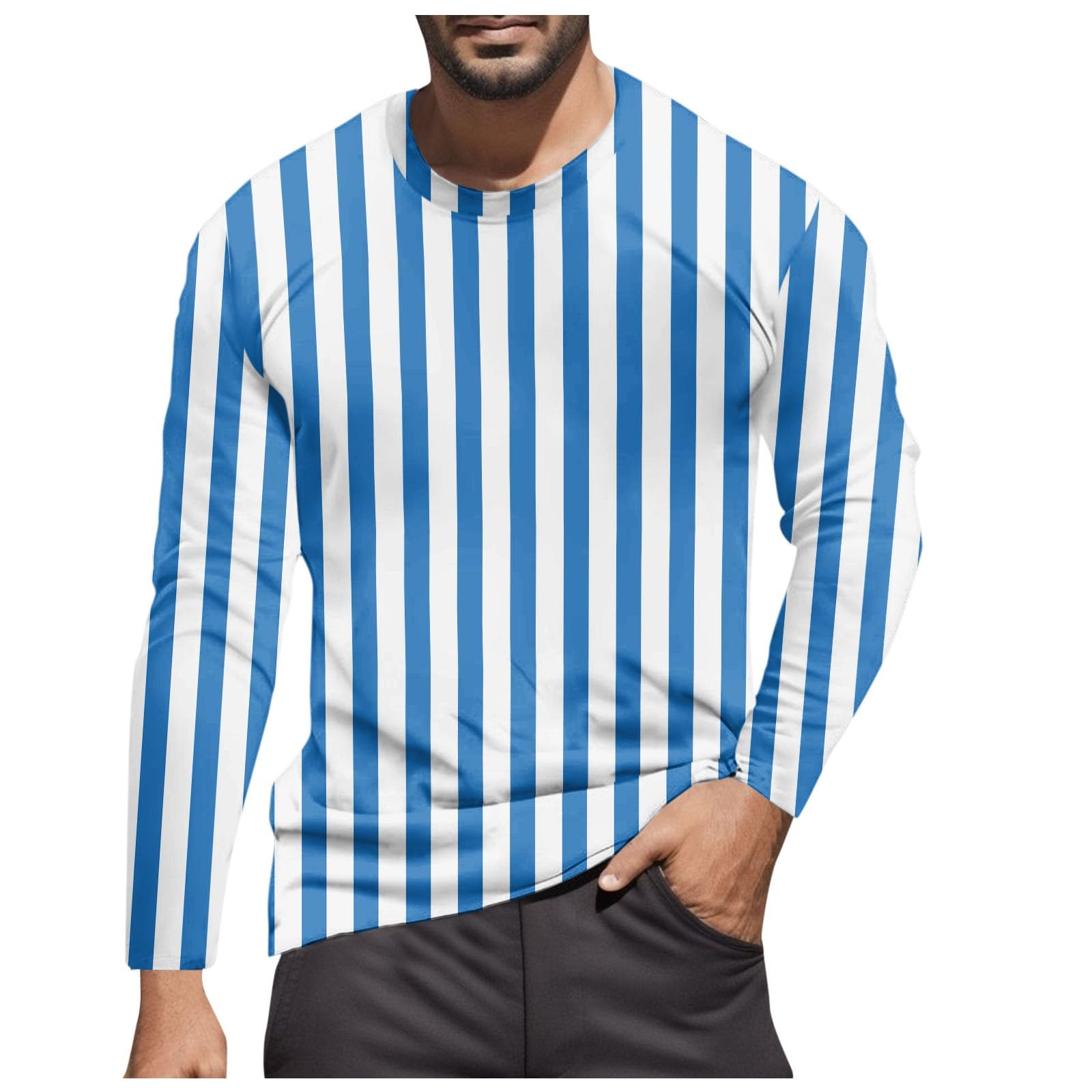 Striped Shirt Men Women Red-White Long Sleeve Shirt Carnival Long Sleeve T-Shirt Horizontal Stripes Vertical Stripes Wide Stripes Fine Stripes Crew Neck Casual Top Striped Shirt Carnival Costumes