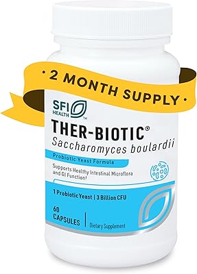 Klaire Labs SFI Health Saccharomyces Boulardii Gut Probiotics for Women & Men - 5 Billion CFU Yeast Probiotics for Digestive Health, Immune Support & Diarrhea Relief 60 ct