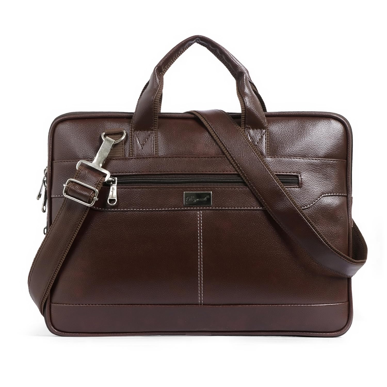 14 Inch Laptop Office Bag for Men & Women | Premium Synthetic Leather Business Briefcase | Padded Compartment | Adjustable Shoulder Strap-image-35
