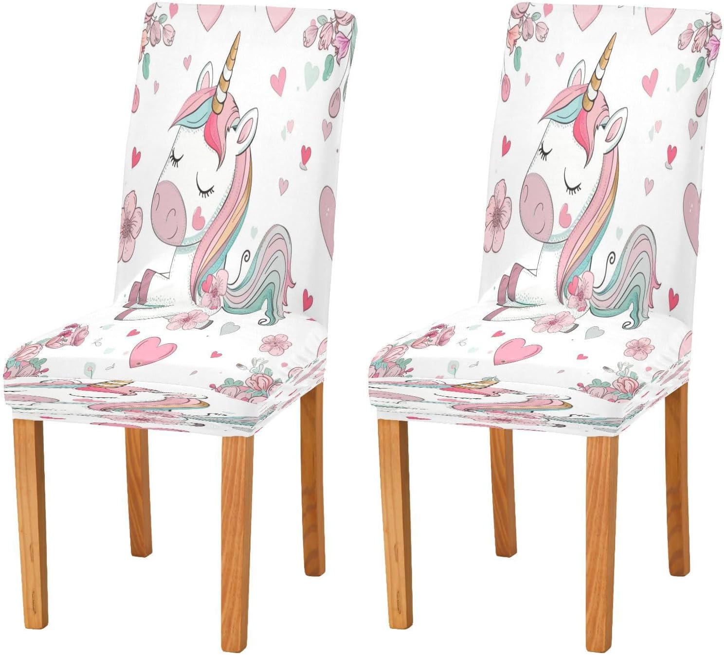 ALAZA Stretch Dining Room Chair Covers, Cute Unicorn Rainbow Dream Big Chair Covers Parson Chair Slipcovers Removable Washable for Dining Room Ktichen Ceremony