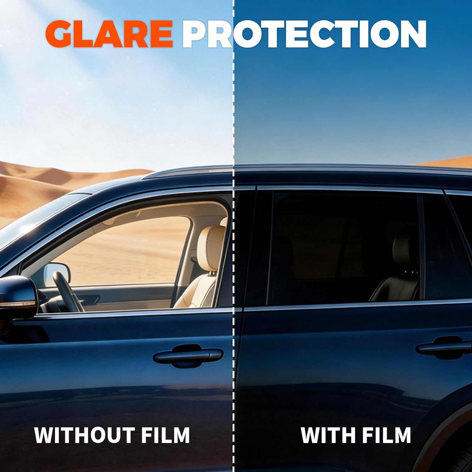 Car Window Tint Film, 5%/15%/20%/35%/50% VLT Car Window Tint Roll (20IN x 20FT), Heat & Glare Reduction UV Blocking, Privacy Car Window Tint Fit for Sedan SUV (35% VLT)