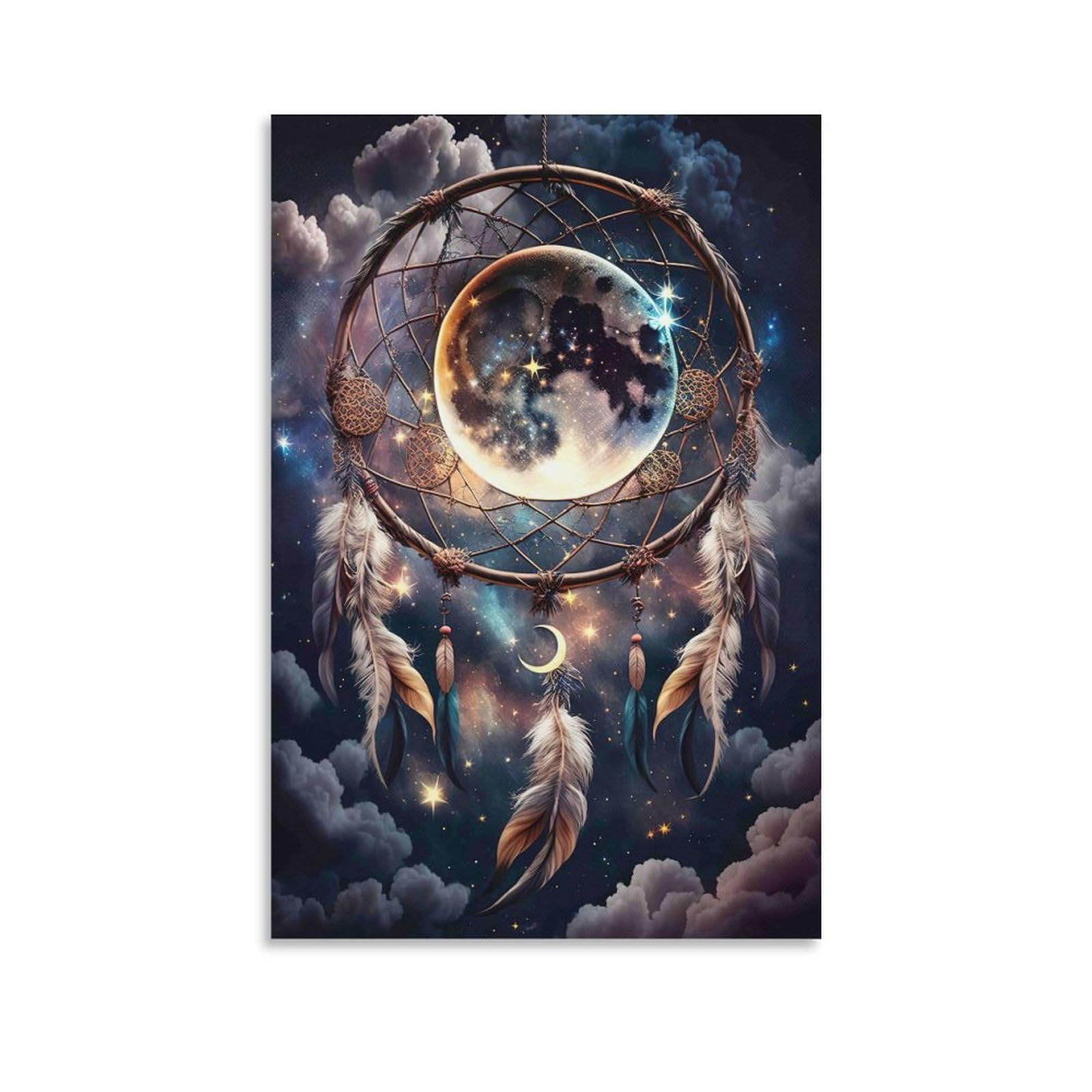DHBANEIOK Dreamcatcher Moon Magic Wall Decor Poster Canvas Prints Picture Modern Wall Art Picture Wall Hanging for Bedroom Living Room Decor 08x12inch(20x30cm)