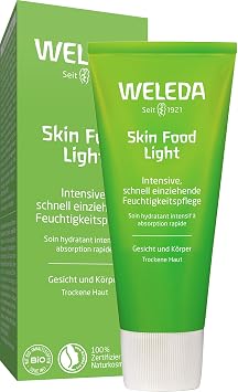 weleda skin food light moisturizer natural cosmetics for face & body intensely soothing and moisturizing skin cream for dry skin (1 x 75 ml) transparent