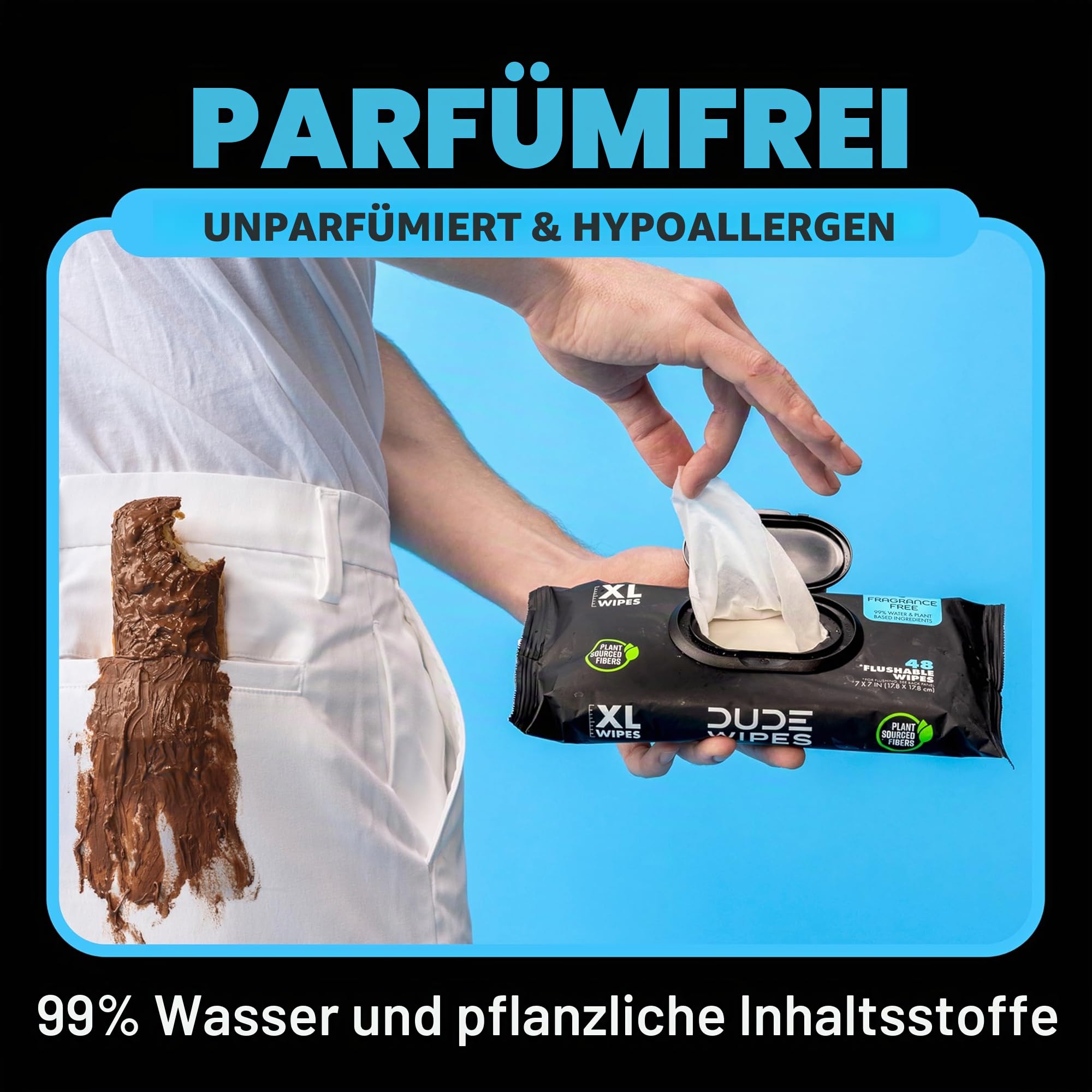 Dude Wipes Spender mit spülbaren Feuchttüchern (3 Packungen mit 48 Tüchern) geruchlose Feuchttücher mit Vitamin E und Aloe für den Heimgebrauch septisch und kanalisationssicher 48 Stück (3erPackung)