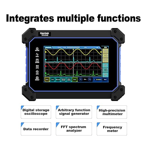 Miniatura 2 de Hantek TO1202C Osciloscopio de tableta con pantalla táctil, osciloscopio digital portátil de 2 canales con multímetro, 200 MHz