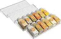 Yieach Pacote com 4 organizadores de especiarias ajustáveis na gaveta – expansível de 28 a 55 cm – Organizador de temperos de acrílico, bandeja transparente para organizar temperos, condimentos