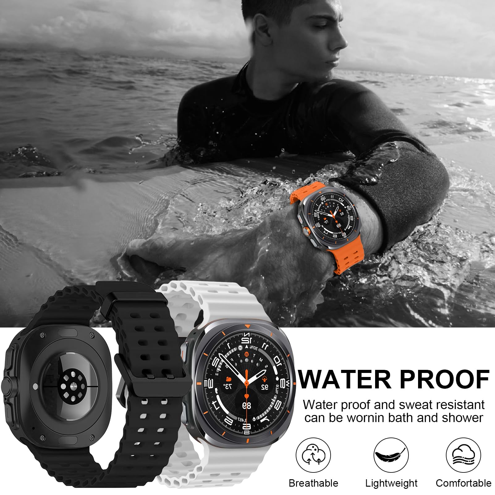 Paquete de 10 correas de reloj y organizador compatibles con Samsung Galaxy Watch Ultra de 47 mm, correa de repuesto ajustable elástica transpirable para Samsung Galaxy Watch Ultra para mujeres y