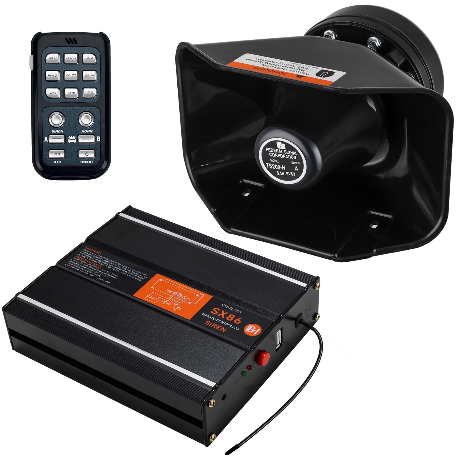 Police Siren for Truck Car 12V PA System Kit Remote Control Wireless