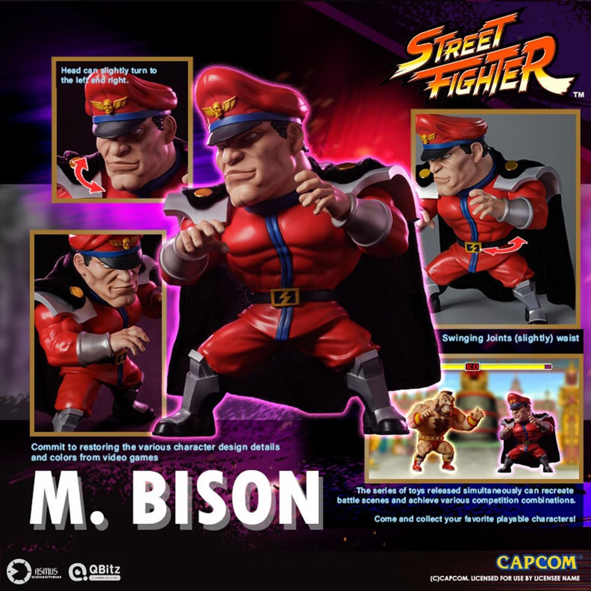 HiPlay Asmus Toys Street Fighter QBITZ XL Series M.Bison QBXL006 Action Figures