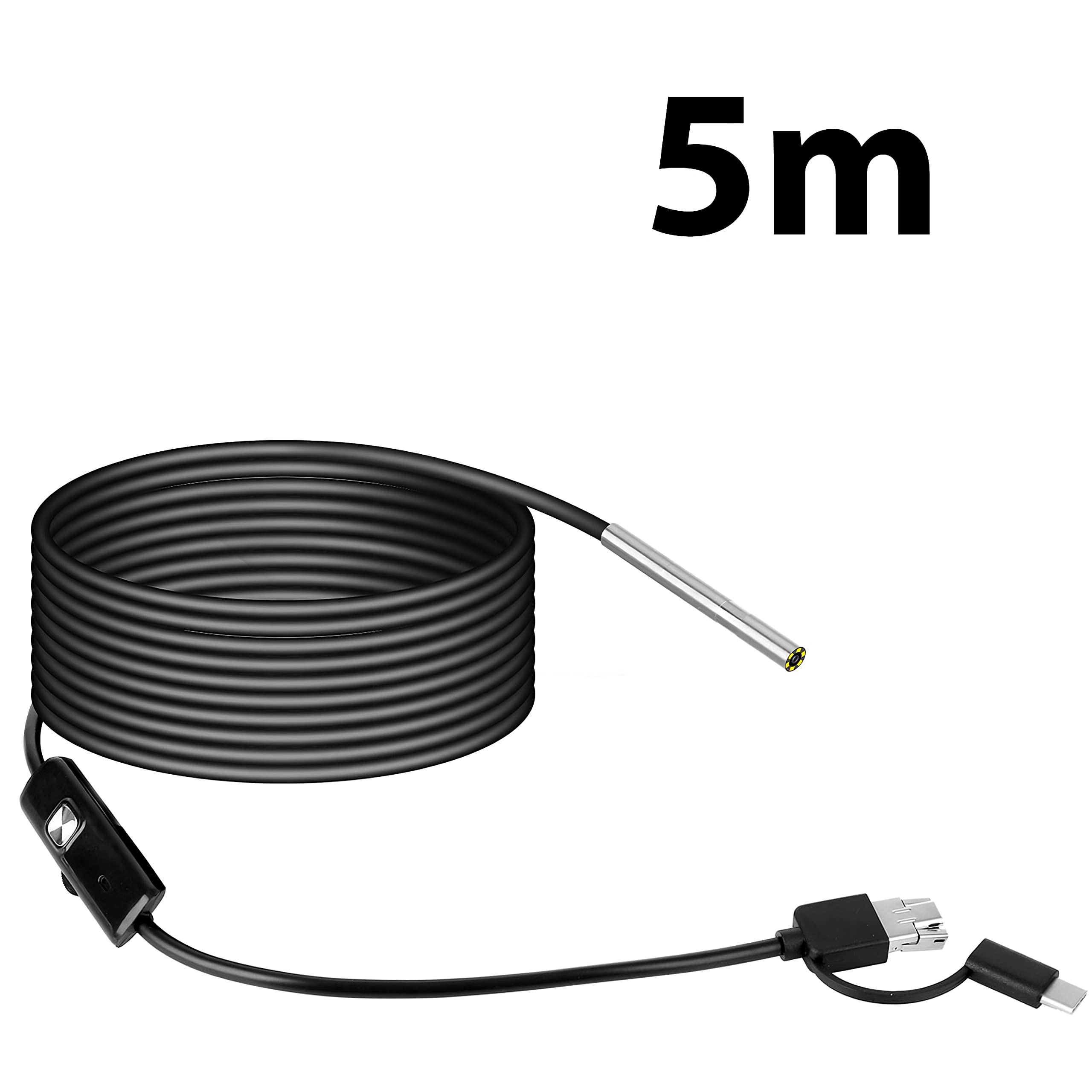 Retoo 1920P HD Endoscopio Per Ispezione Serpente da 3,9 mm impermeabile, Endoscopio per Smartphone con LED, USB-C HD per Android, fotocamera di ispezione megapixel, cavo serpente, endoscopio cellulare