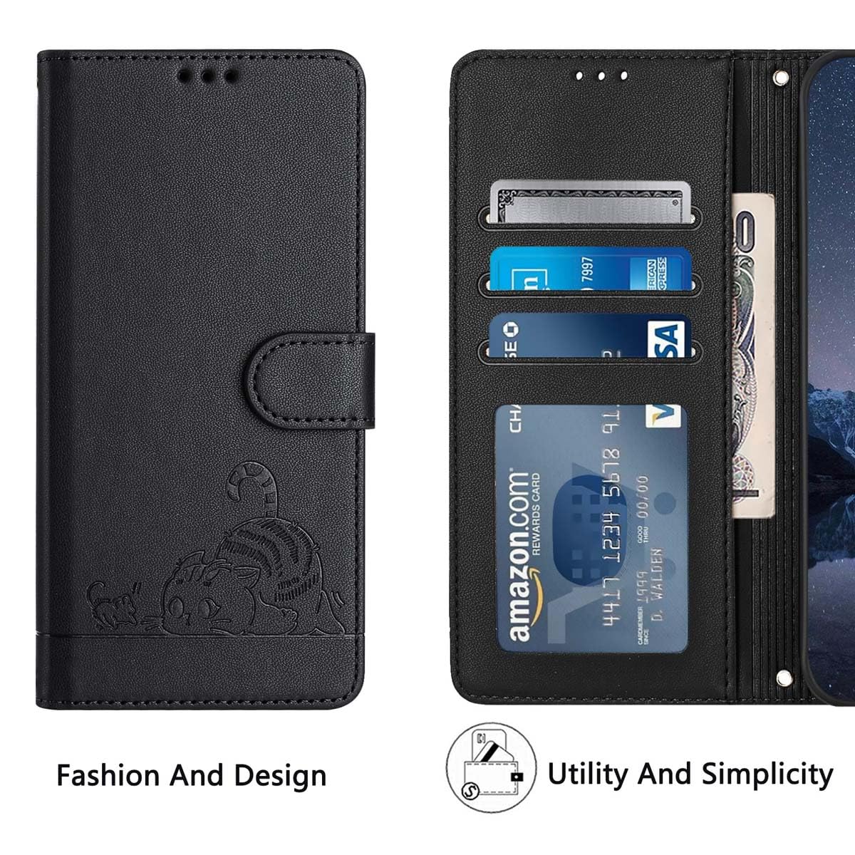 GOKEN Cover per Oppo A6 Pro (5G/4G) - Portafoglio in Pelle Sintetica con Calamita, Silicone Interno Antiurto, Custodia Libro Flip Magnetica con Slot per Carte e Stand -Nero