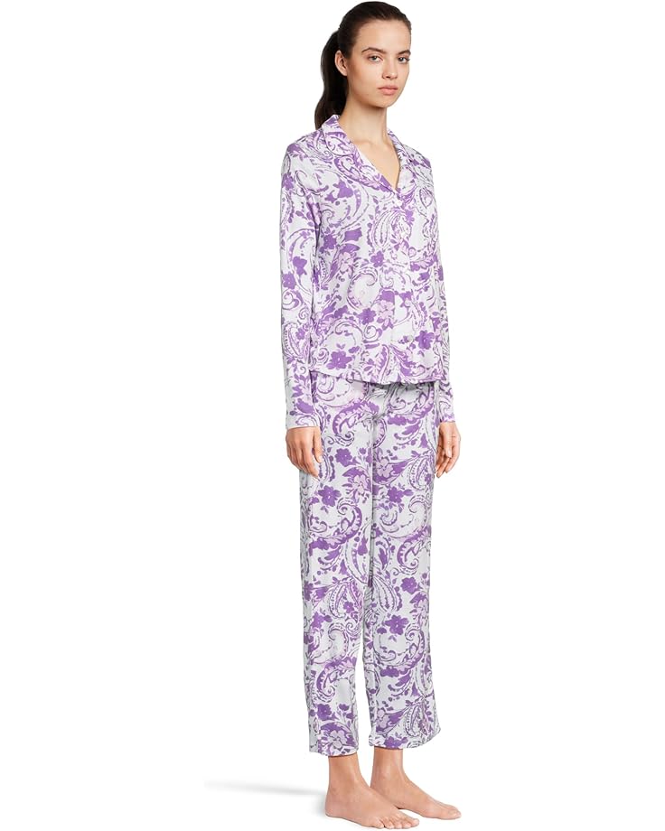 Karen Neuburger Petite Paisley Fusion Long Sleeve Pajama Set with Satin Details - #2 of 4