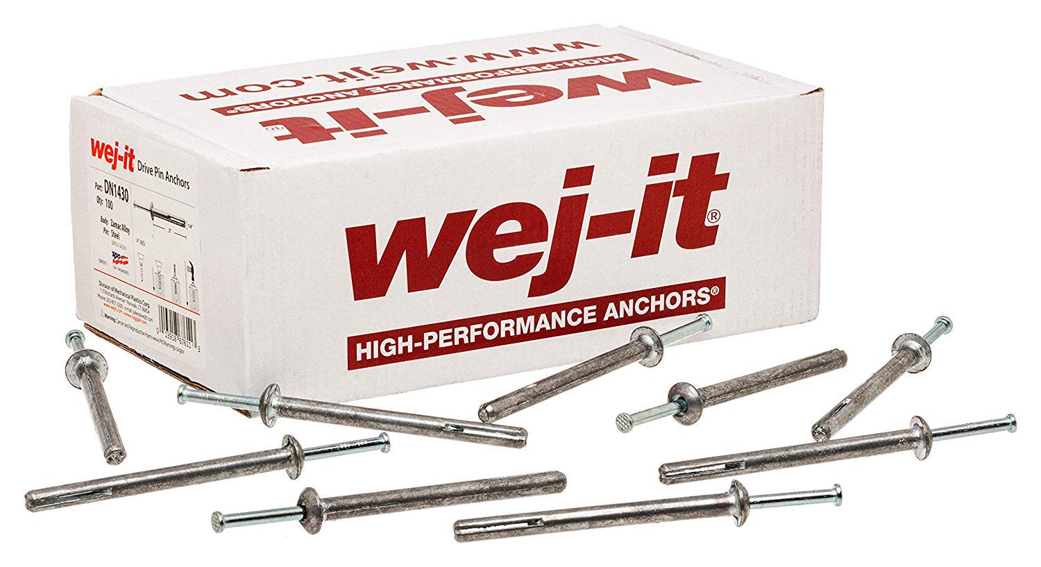 WejIt NailIt DN1411 Drive Anchor, Zamac Alloy, Zinc Plated Finish