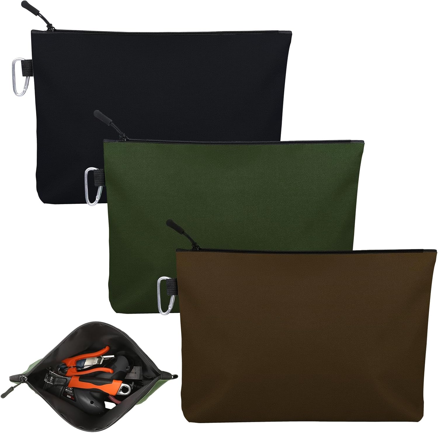 3Pack Tool Pouch Zipper Bag, Small Tool Bag, Multipurpose Storage Pouch