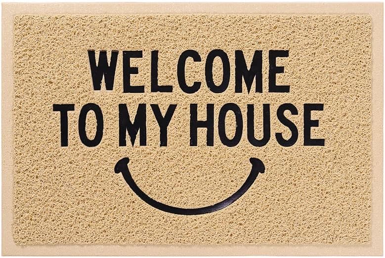 水はけ PVC 屋外 玄関マット エントランスマット 60x40cm スマイル BE