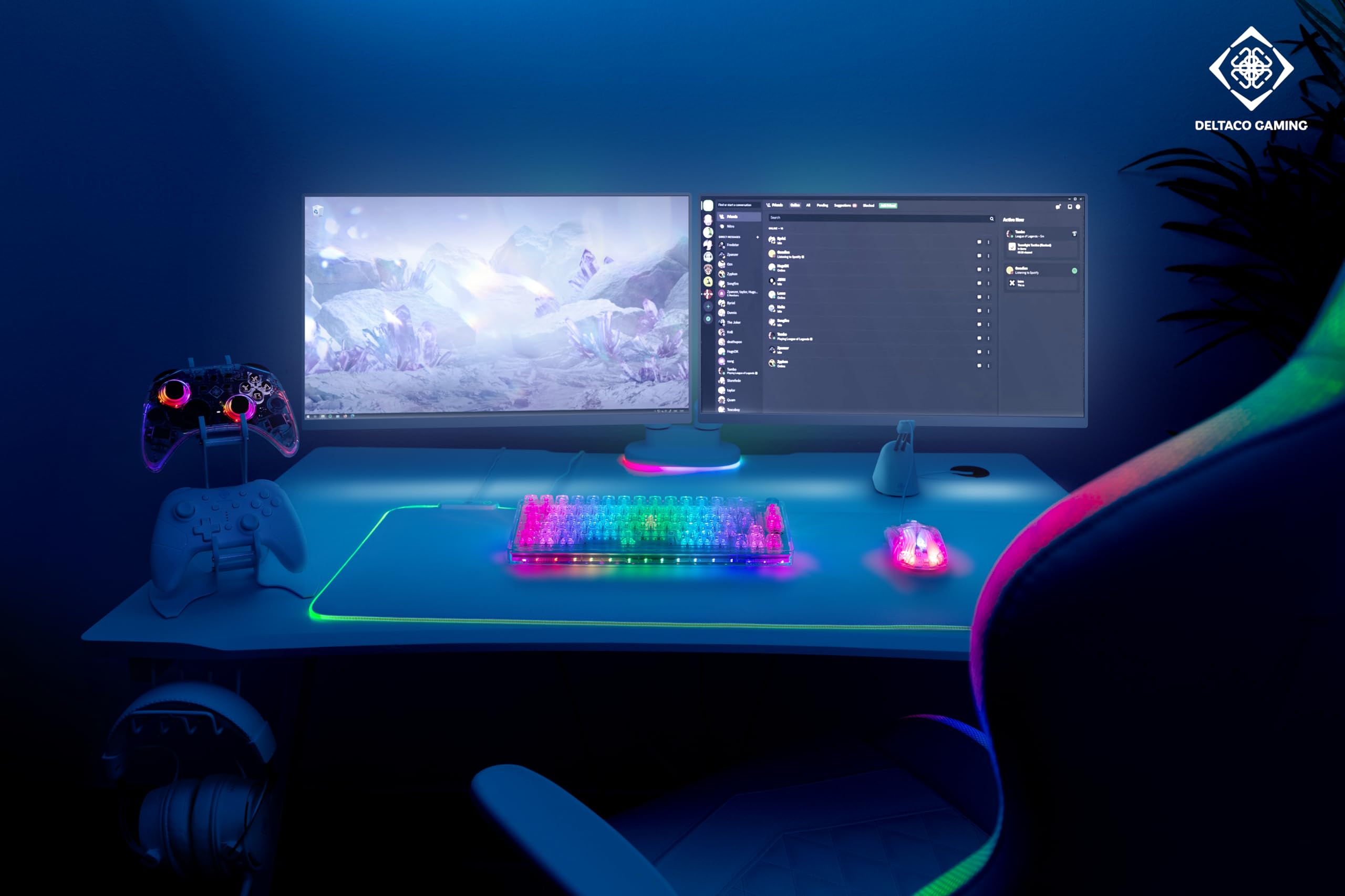 DELTACO GAMING DK460 – mechaniczna klawiatura gamingowa (oświetlenie RGB, układ QWERTZ, 65%, 67 klawiszy, USB-C) – przezroczysta