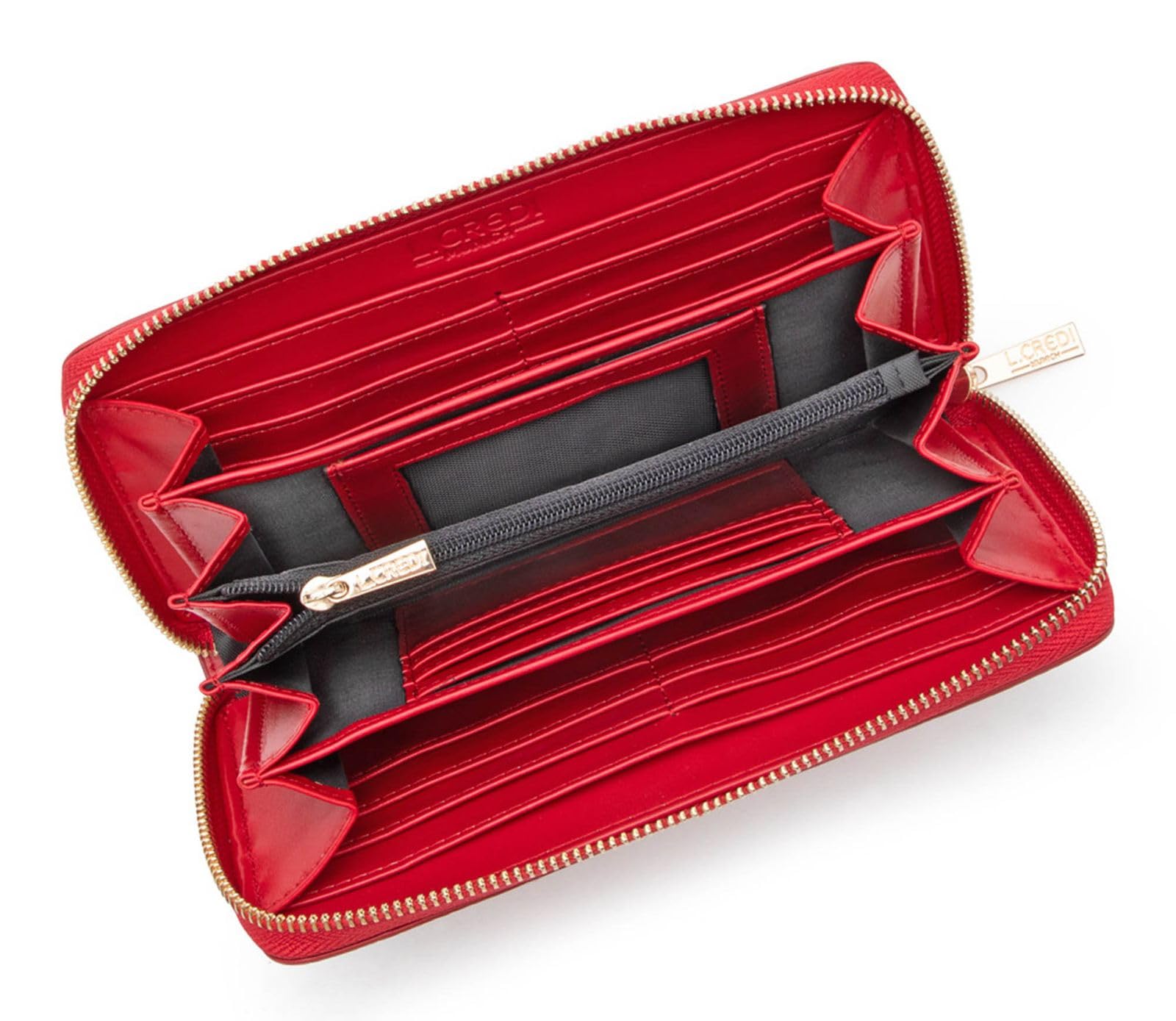 L.CREDI Geldbörse Perla Zip Around Wallet Red rot