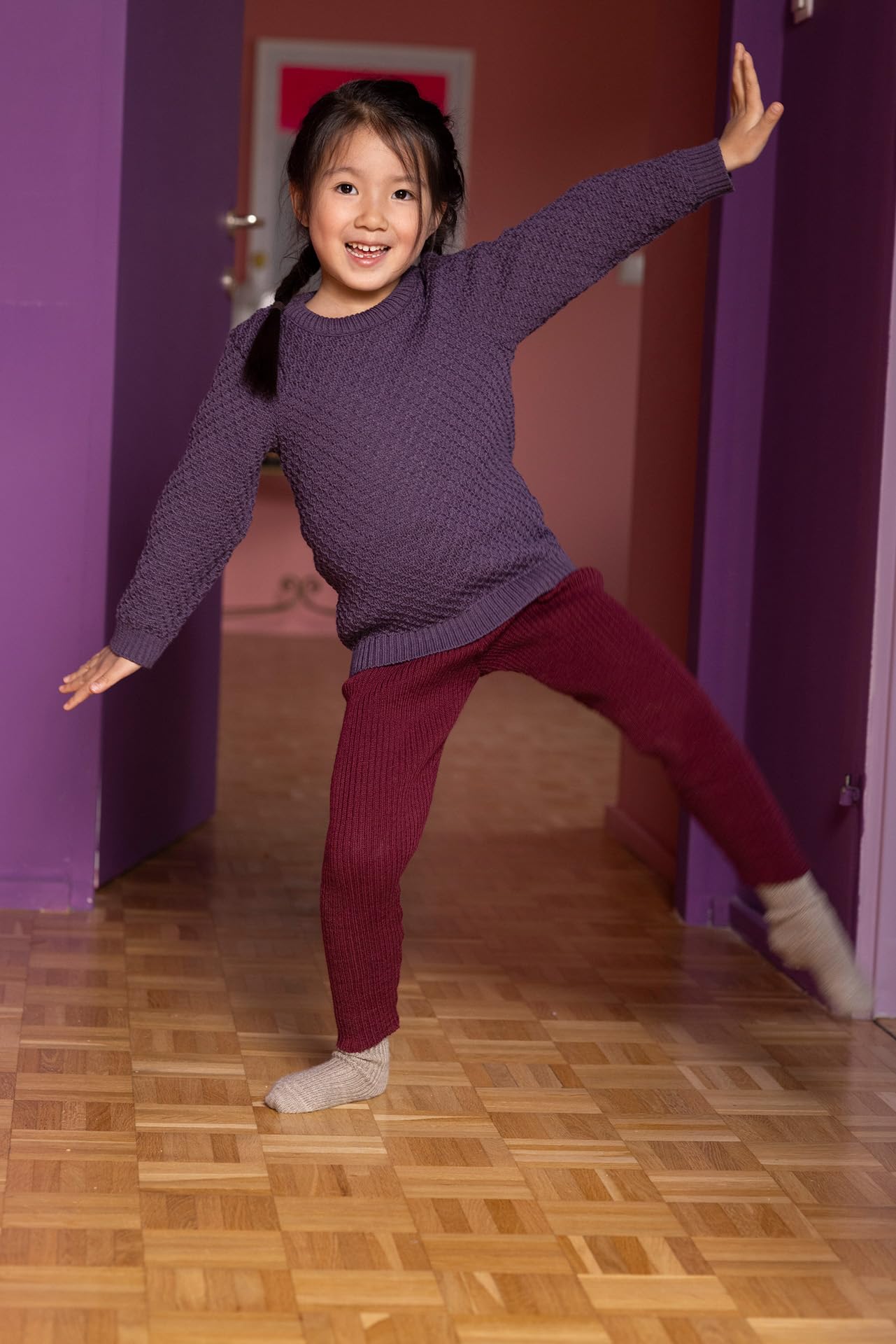 Legging en tricot pour bébé et enfant - 100 % laine mérinos bio - Respirant, chaud et doux - Unisexe - Taille 62-140 - Durable et équitable - Extensible - Fabriqué en Allemagne