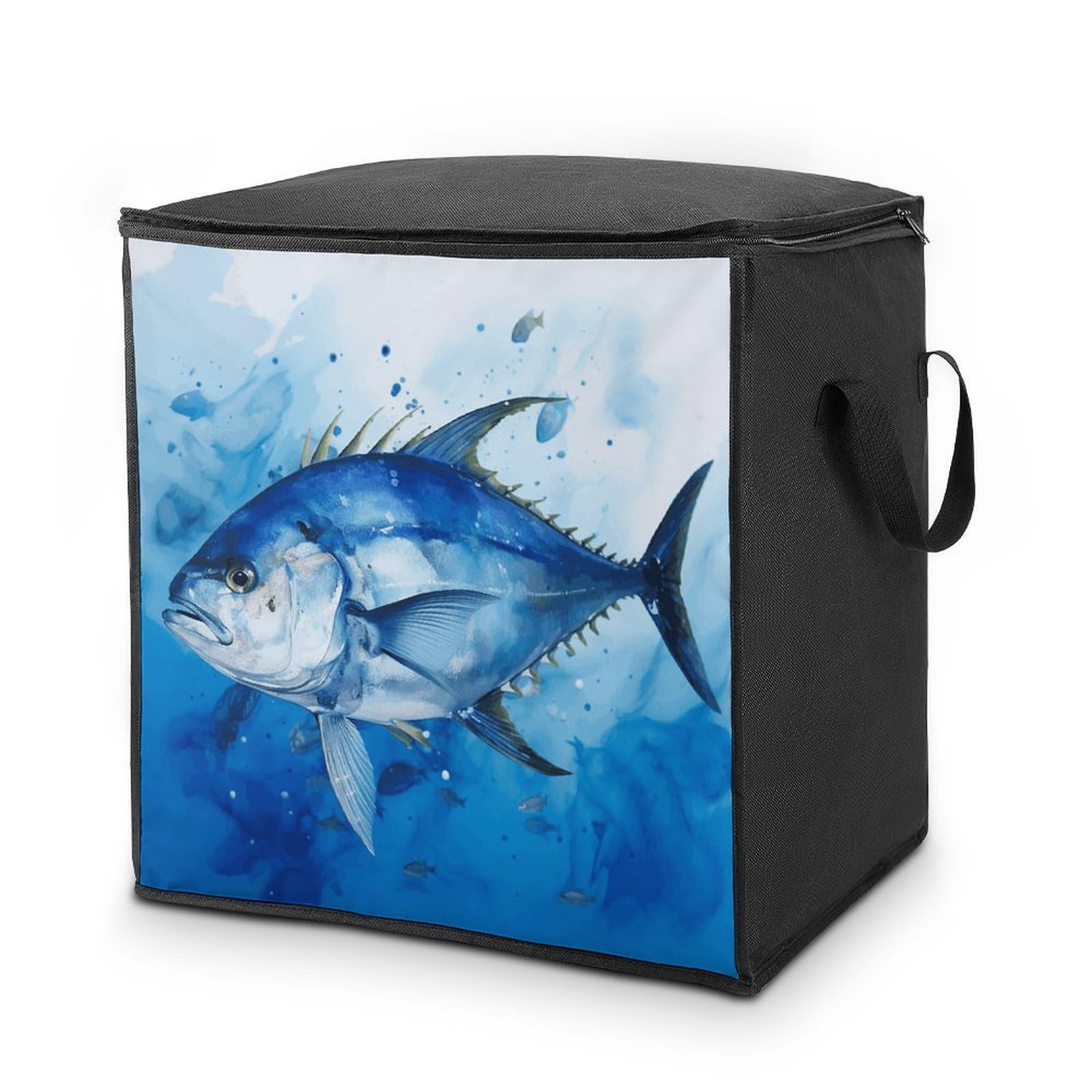 Grand sac de rangement pour vêtements à poignées robustes motif poisson