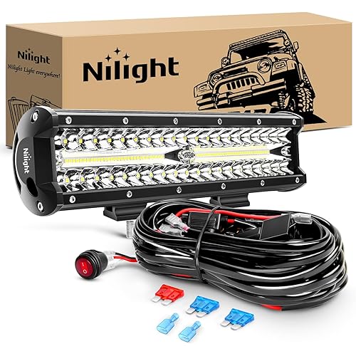 Nilight ZH411-A 12Inch 12 Inch 300W Triple Row Flood Spot Combo 30000LM Led Off Road Lights for Trucks with 16AWG Wiring Harness Kit,2 Years Warranty
