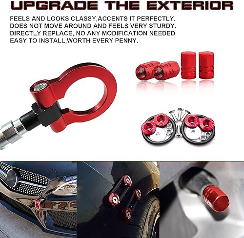 Miniatura 2 de Xotic Tech - Juego de parachoques delantero de metal con acabado de aluminio con gancho de remolque+ tapas de válvula de aire+parachoques de