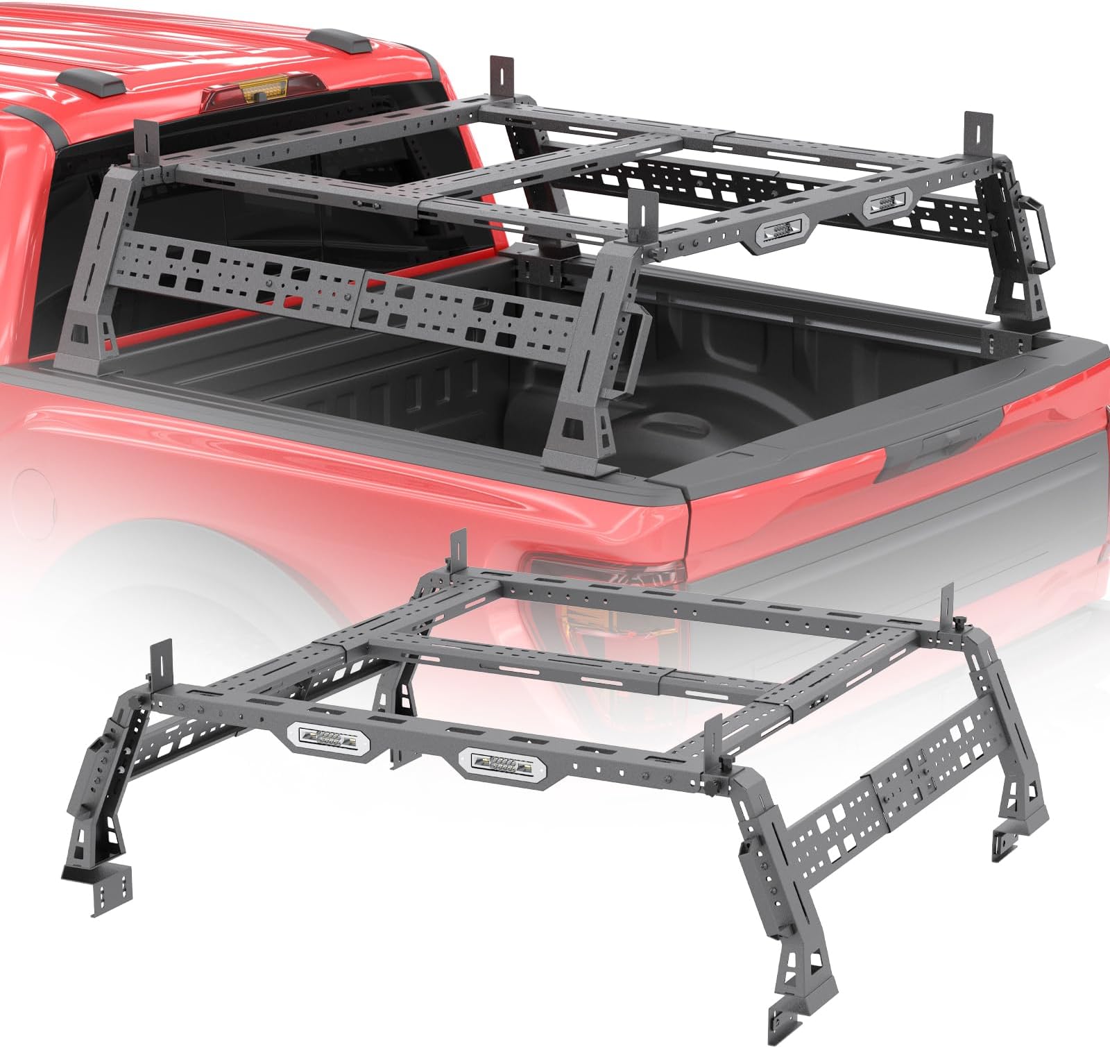 Universal Overland Truck Bed Rack Compatible with Dodge Ram 1500,Tacoma,Tundra, for Jeep Gladiator JT, for Chevy Silverado & Colorado, for Ford Ranger & F-Series, for Frontier,Titan