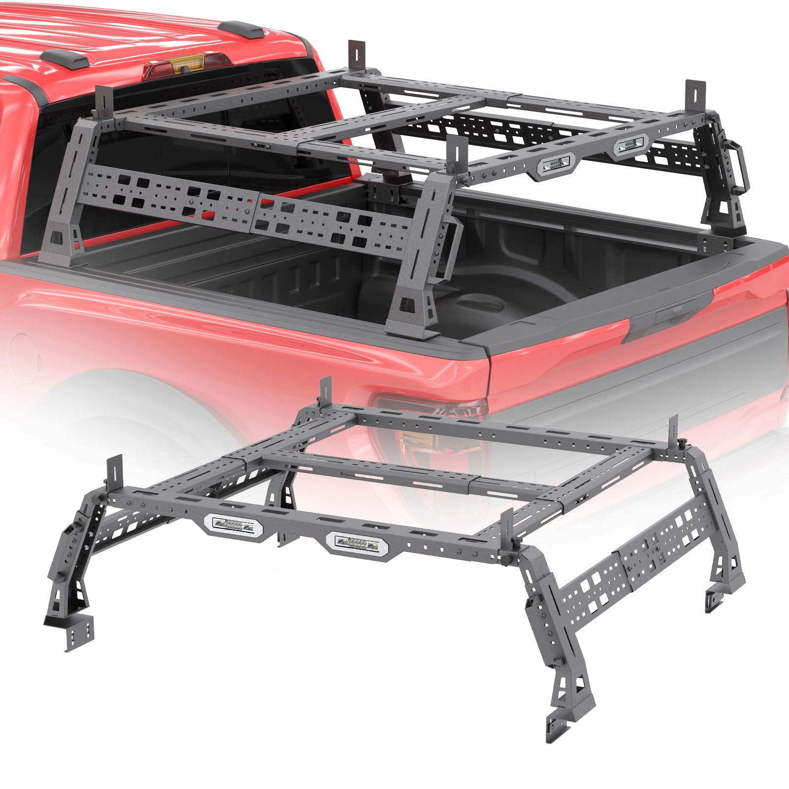 Universal Overland Truck Bed Rack Compatible with Dodge Ram 1500,Tacoma,Tundra, for Jeep Gladiator JT, for Chevy Silverado & Colorado, for Ford Ranger & F-Series, for Frontier,Titan