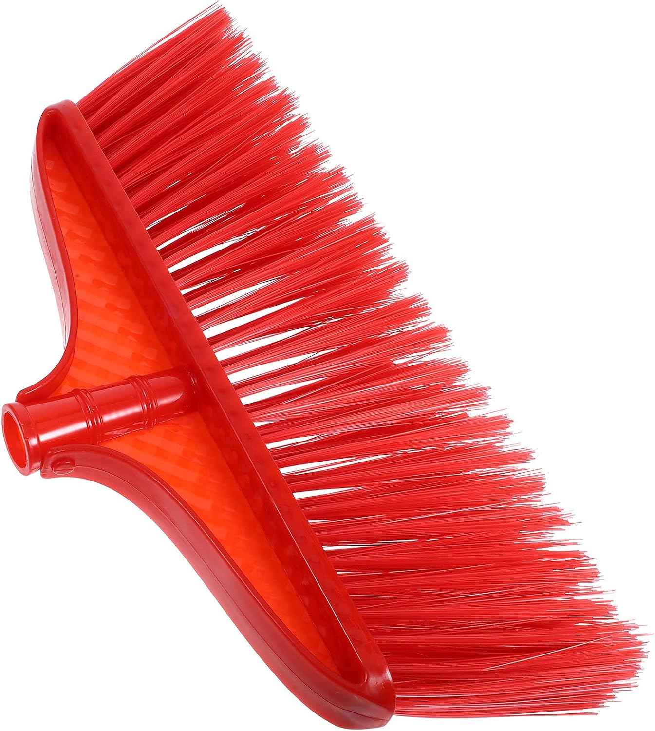 Plastic Broom Head Replacement 7-Row Red Bristles Hard Floor Sweeper Head for Household Indoor and Outdoor Cleaning Accessory