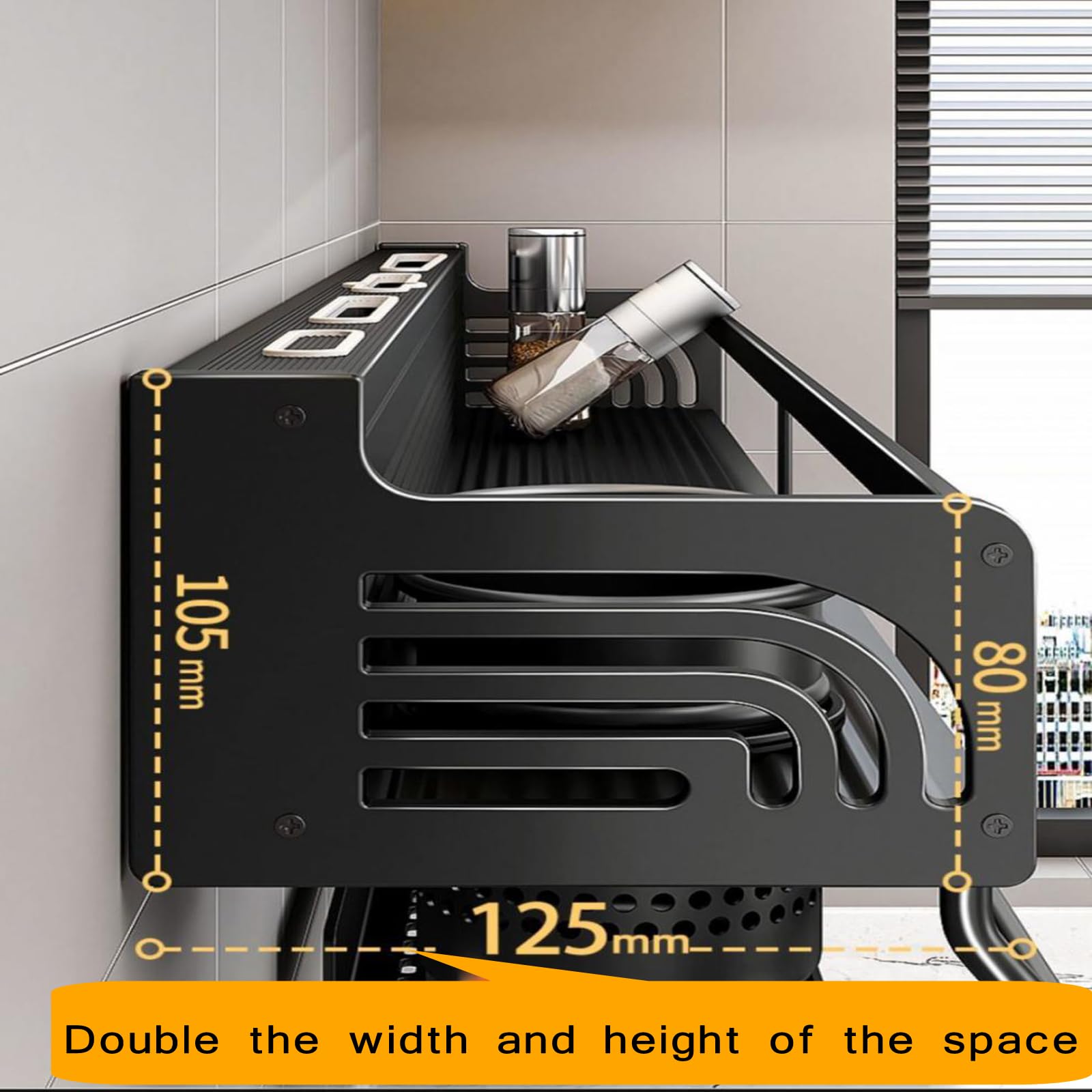 Especiero de Pared de 2 Niveles, Organizador de condimentos, para Colgar en la Pared, 70 cm