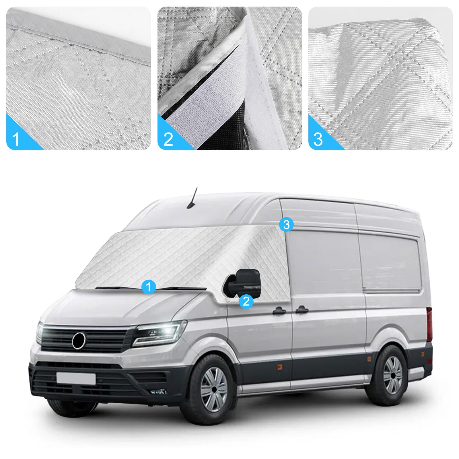 Tenda parasole per parabrezza per VW Crafter 2018-2023, parasole esterno riflettente a 5 strati, copertura protettiva anti-UV/antigelo/antighiaccio/antipolvere per VW Crafter 2018-2023