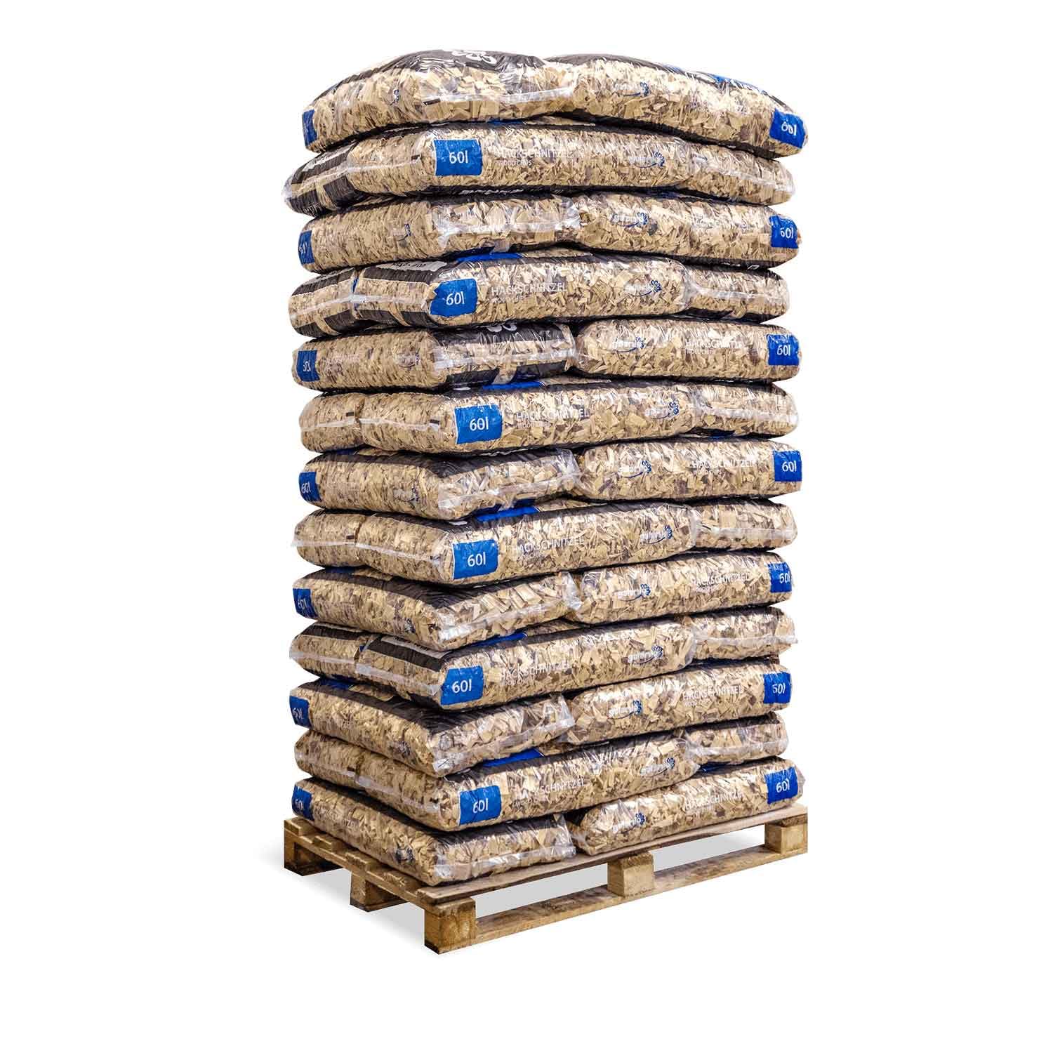 Holzhackschnitzel Hackschnitzel Mulch Natur Wald Kiefer Pinus Sylvestris Garten Dekor Holz Häcksel Fein 5-30mm 60l x 39 Sack 2.340l / 1 Palette