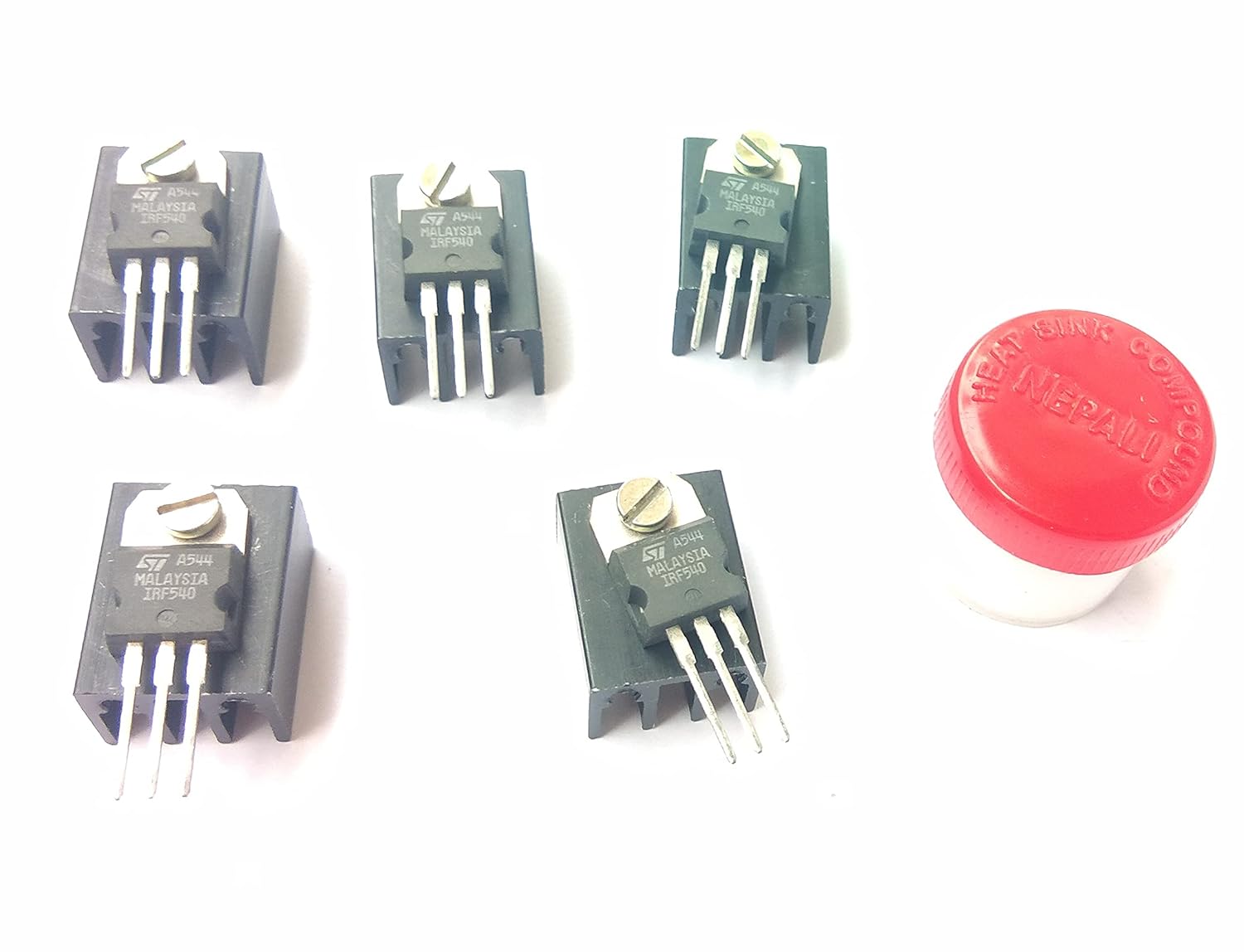 IRF540 MOSFET with heat sink & heat sink compound pack of 5 Amazon.in