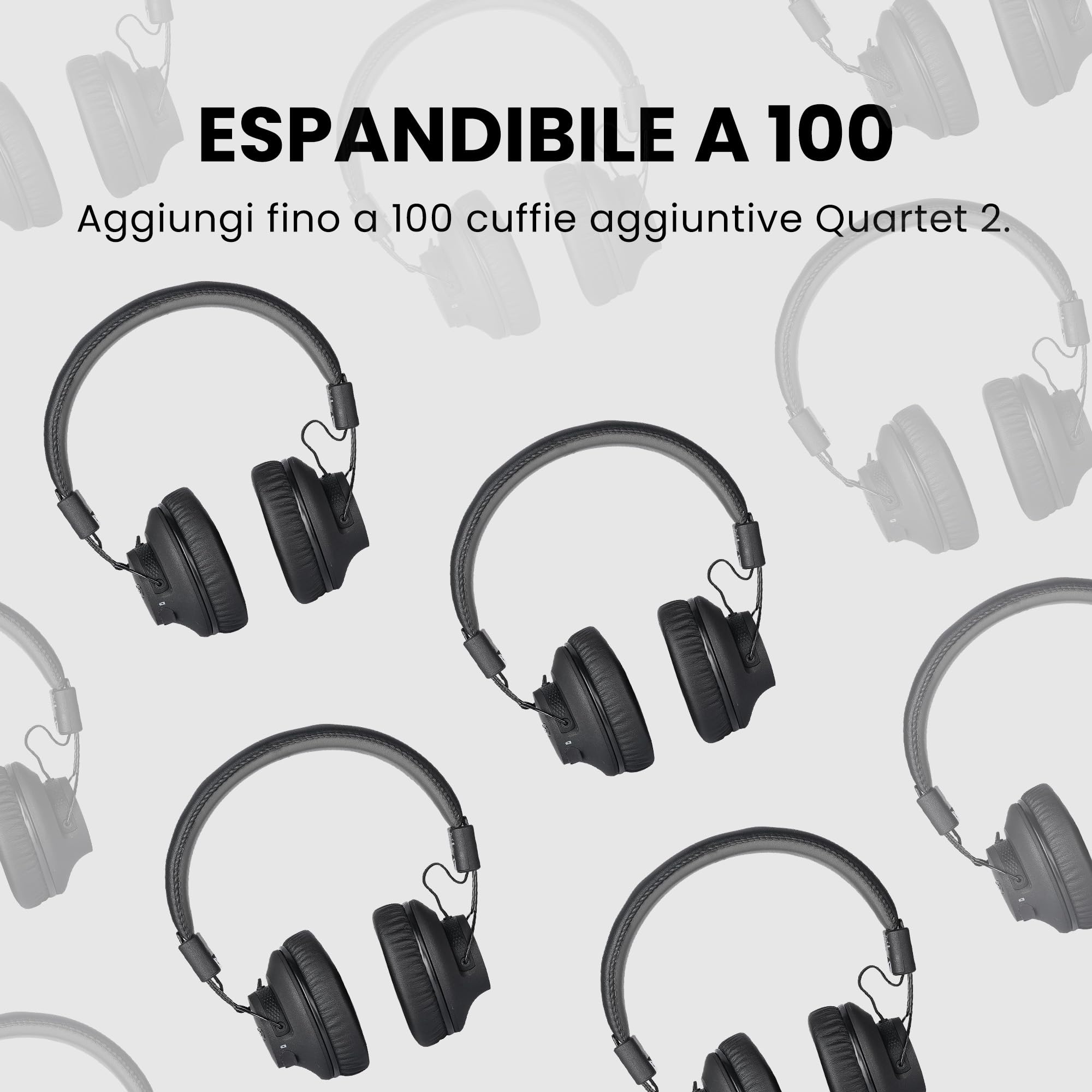 Avantree Quartet 2 - Sistema di Ascolto di Gruppo wireless compatibile con Bluetooth per TV, chiesa, Silent Disco, aula, studio con bassa latenza e voci chiare - Collega più cuffie a telefono, PC, TV