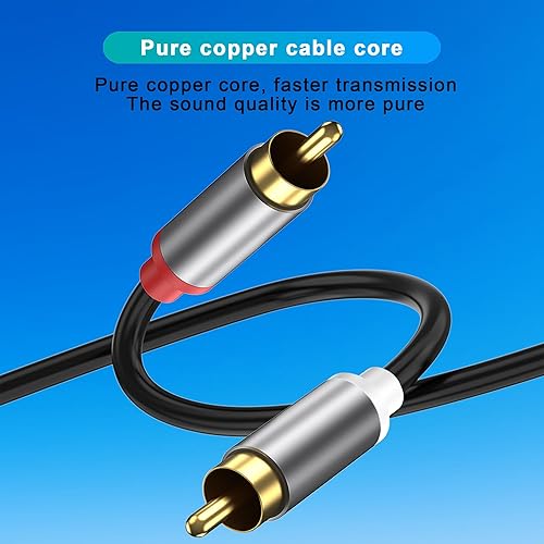 Miniatura 8 de Cable de 0.138 in a RCA, adaptador de audio RCA macho a auxiliar, adaptador de conector de auriculares de sonido de alta fidelidad, carcasa de