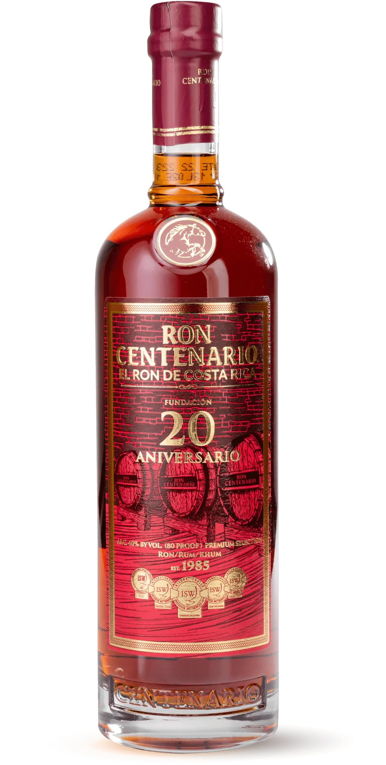 Ron Centenario | Fundación 20 Aniversario | Hergestellt im Solera-Verfahren | Weich und harmonisch im Geschmack | Ausgezeichnet mit der Silbermedaille bei der Tokyo Whisky & Spirits Competition |700ml