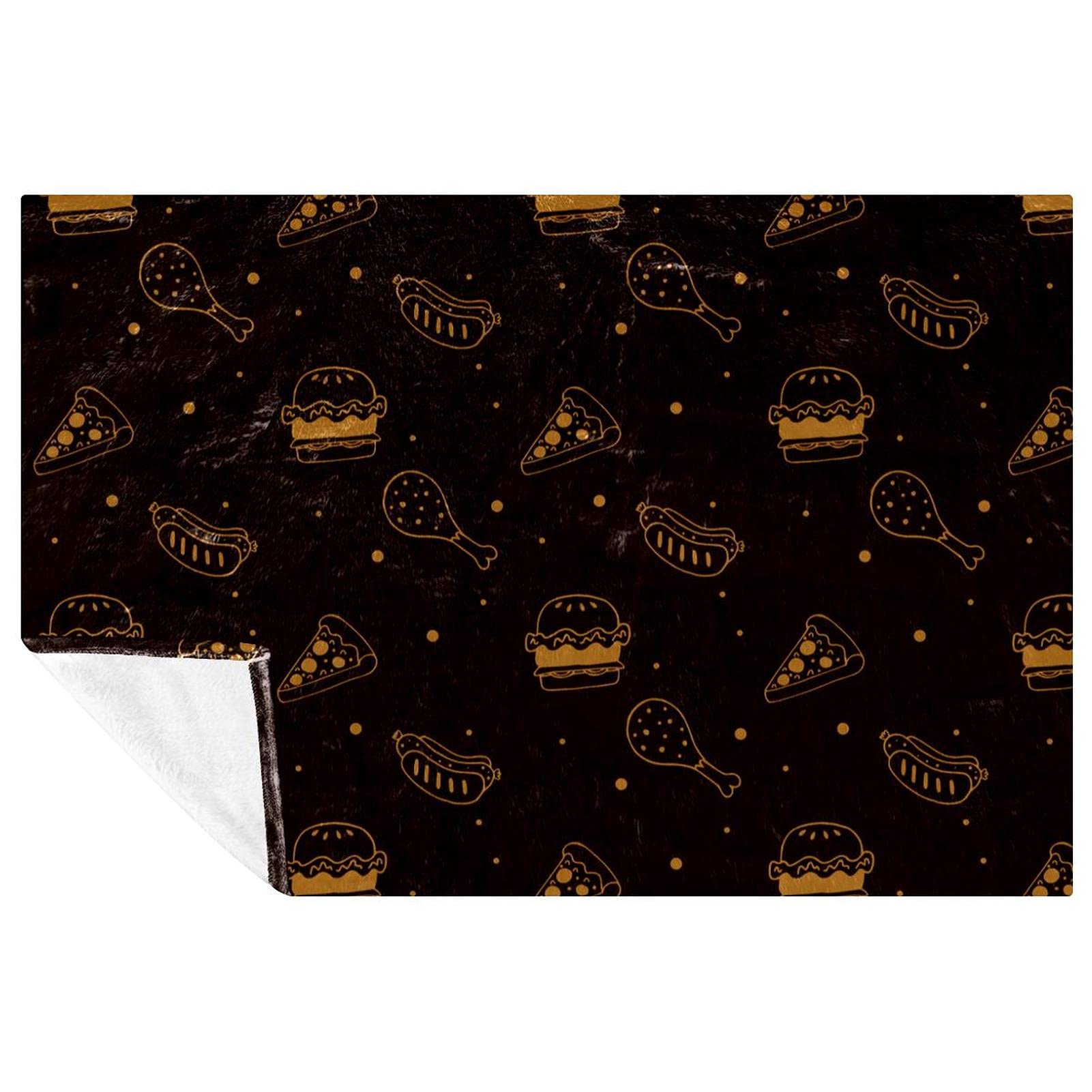 Couverture douce dessinée à la main motif fast food premium