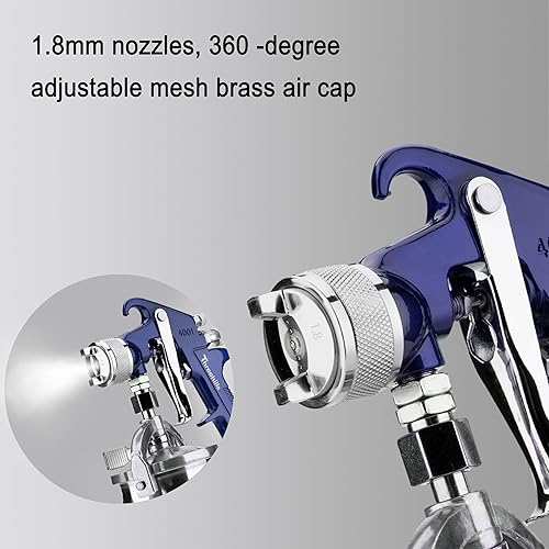 Vista 5 de Pistola rociadora de alimentación por sifón para pintura con boquilla de 1,8 mm, taza de 1000 cc y 6 filtros para pintura para automóviles y pintura