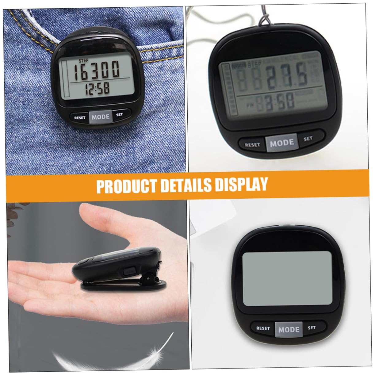 BESPORTBLE 1set Contapassi Portatile Con Clip e Cordino Pedometer Per Escursioni e Camminate Monitoraggio Calorie e Facile Usare