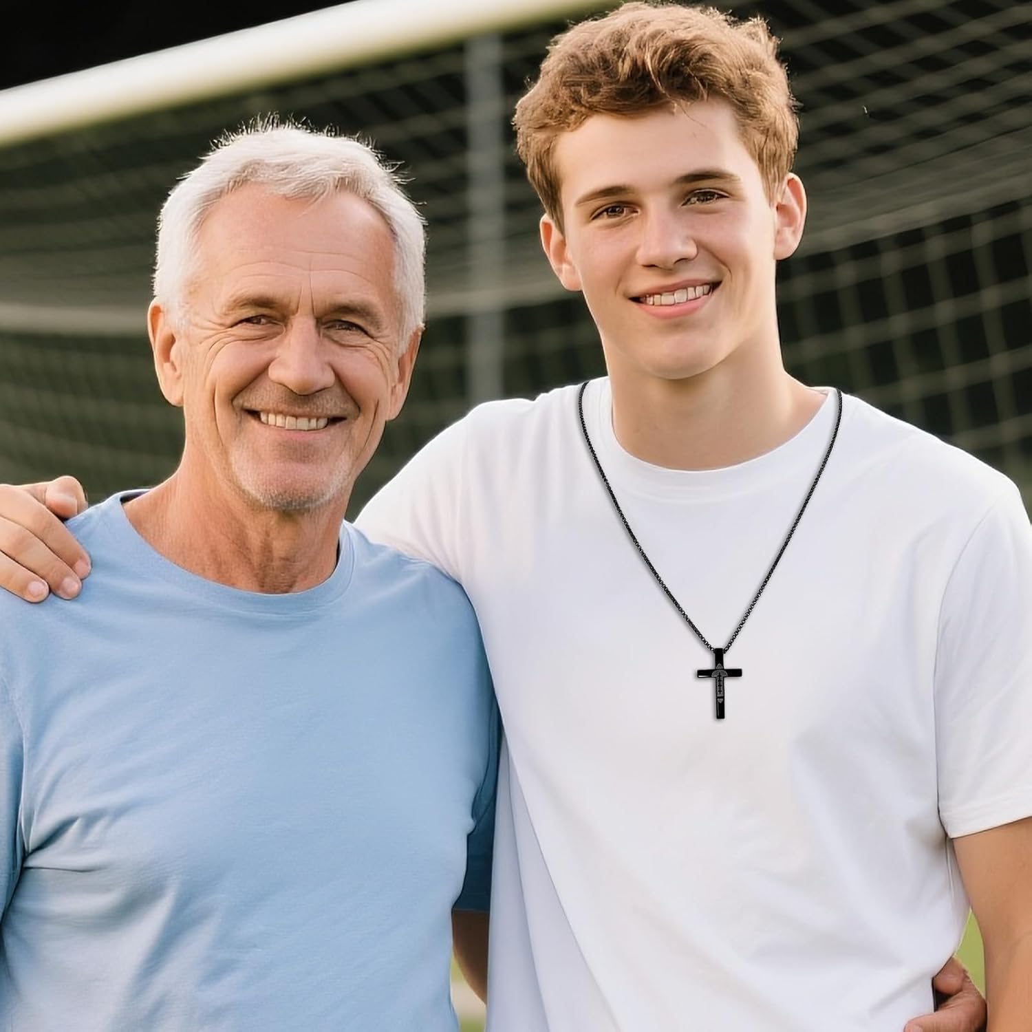 Football Cross Necklace, Stainless Steel Bible Verse Christian Football Cross Chain Necklace Sports Jewelry Accessories Stuff for Men - Image 6