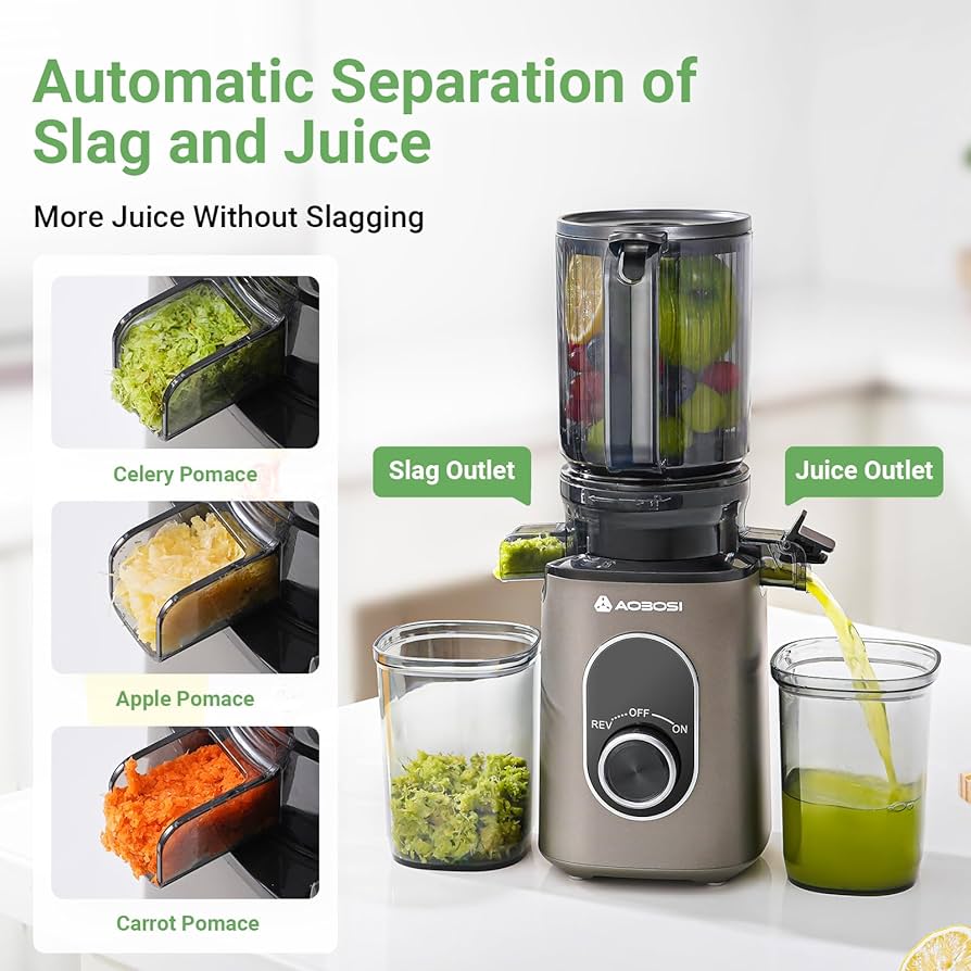 Slow Masticating Juicer, AAOBOSI Juicer Machines With Quiet Motor/Reverse Function/Easy To Clean Brush, Cold Press Juicers - Fruit And Vegetable For