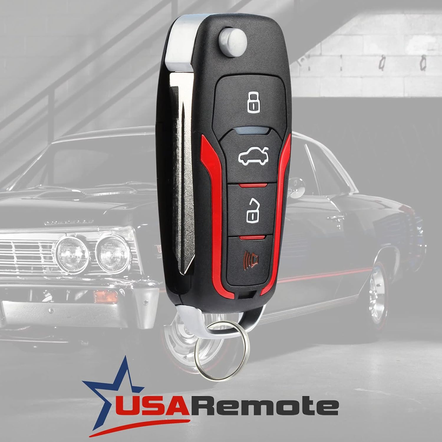 Replacement for 1998-2016 Ford Lincoln Mercury Mazda 4-Button Keyless Entry Remote Flip Key CWTWB1U345 CWTWB1U212 CWTWB1U331