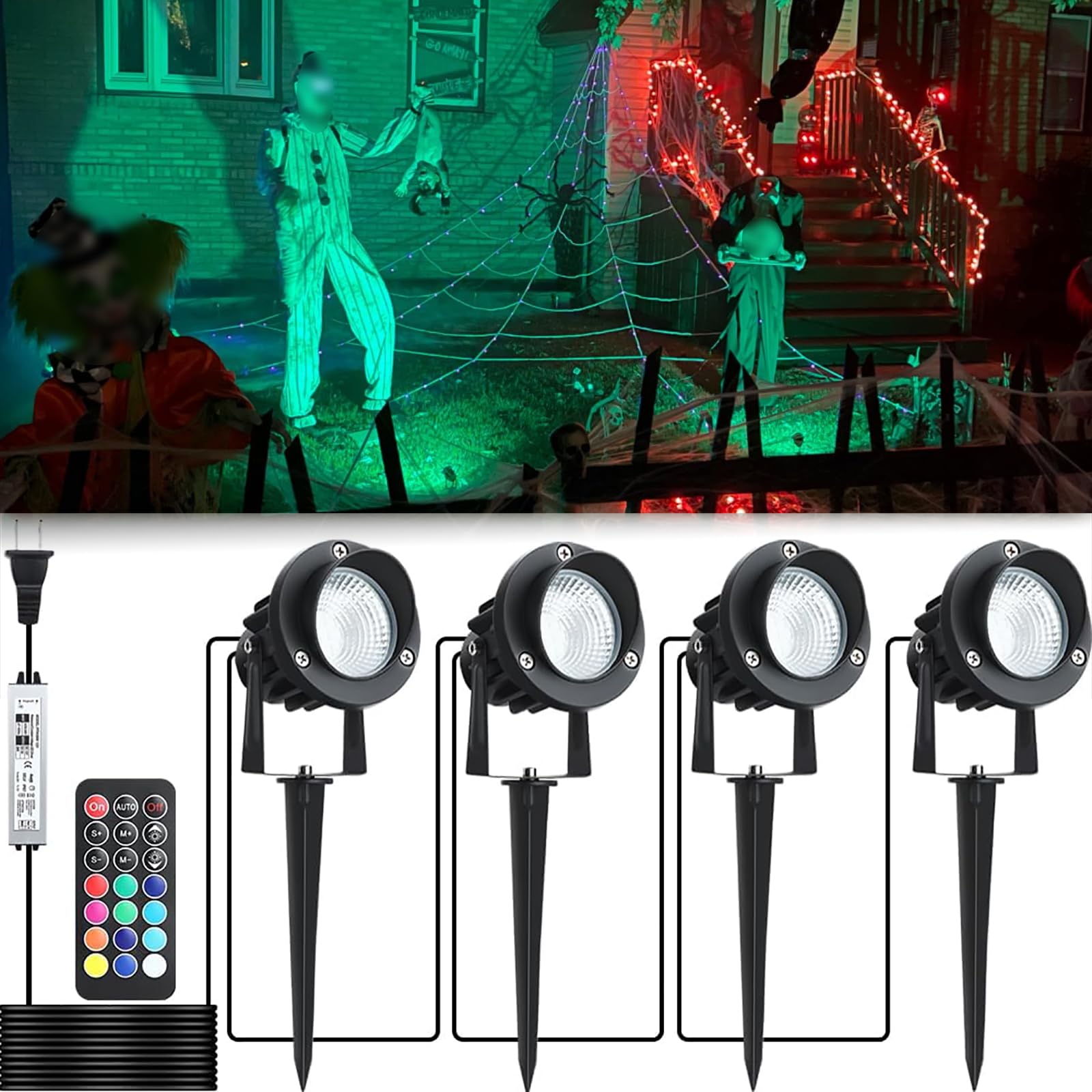 20W Halloween Christmas Spotlights Outdoor, 120V 1000lm RGB