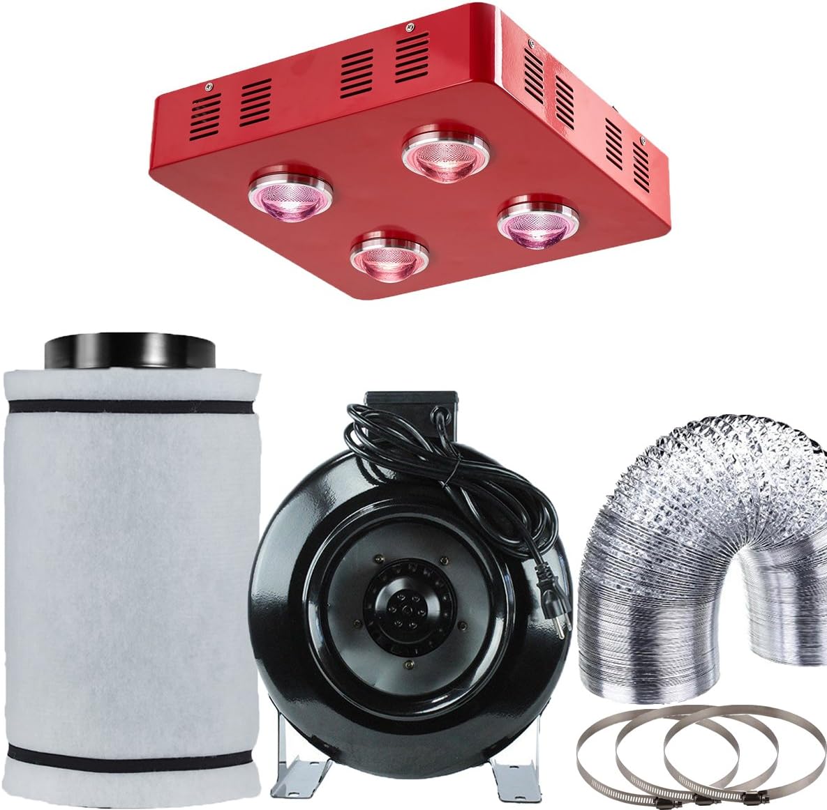 Hydro Plus LED 800W Grow Light Kit + 8" Carbon Filter