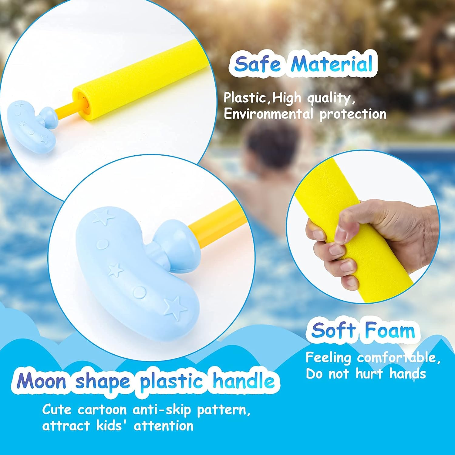 Pool Toys Water Guns for kids and Adults, 5 Pack Noodle Squirt Guns with Long Range up to 30ft, Foam Water Blasters Perfect for Summer Outdoor Beach, Strong Sprayers Water Shooters for Kids Boys Girls : Toys & Games