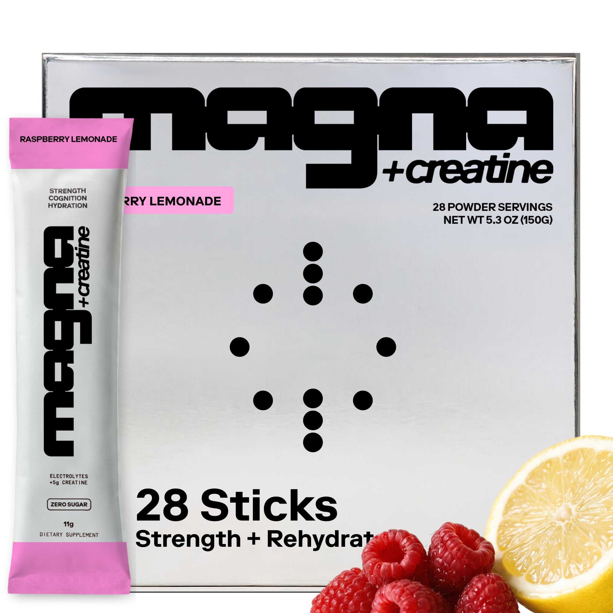 MAGNA Creatine Electrolyte Powder Drink Mix 5g creatine 28 Servings, Raspberry Lemonade Raspberry Lemonade 4.94 Ounce (Pack of 1)