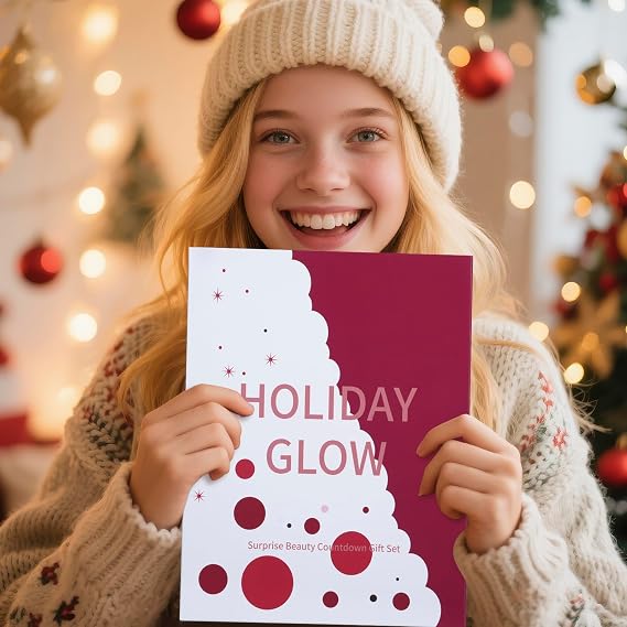 Makeup Advent Calendar 2025, 24-Day Holiday Glow Christmas Countdown Cosmetic Surprises Gift Set For Teen Girls Women