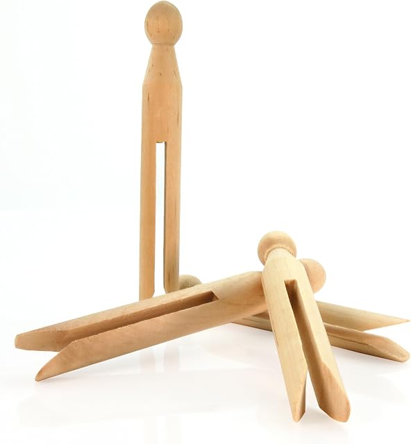HANGERWORLD 48 Traditional Wooden Dolly Clothes Garment Pins Pegs Washing Lines Crafts