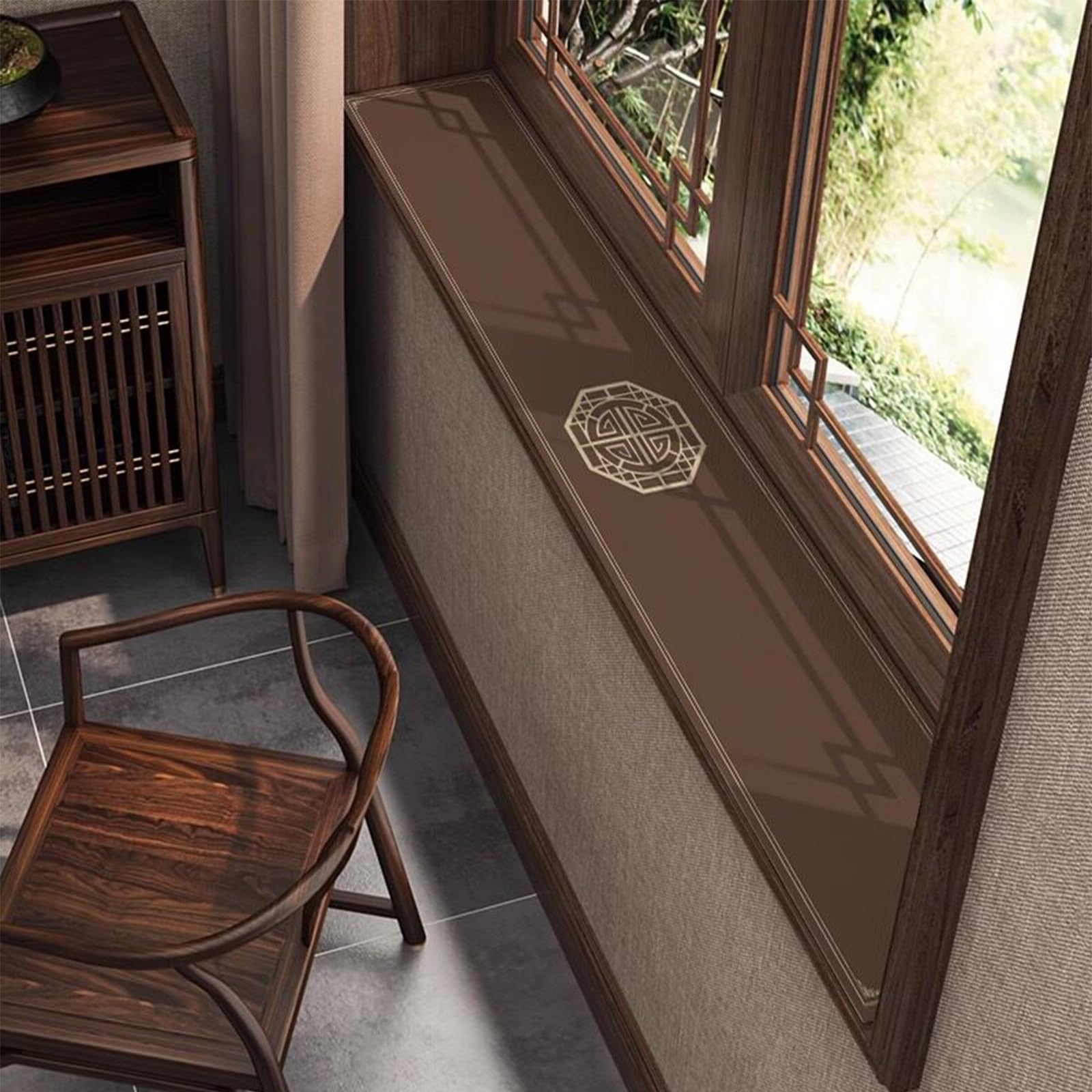 GBPLDMAQ Elegant Window Seat Cushion, Skin Friendly Bay Window Cushion, Cuttable Nonslip, All Seasons for Bedroom Living(Brown,60x60cm/24x24in)