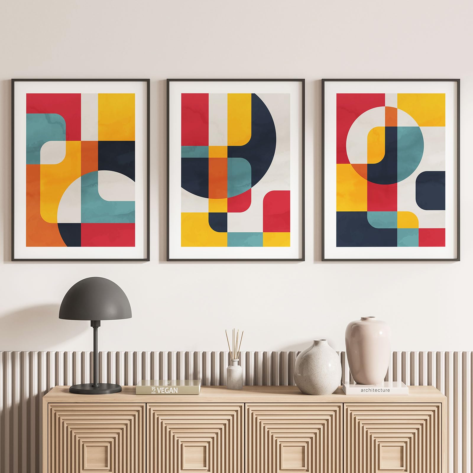 Lumalea - Zestaw 3 plakatów, tryptyk z geometrycznym wzorem, obraz na całej stronie, 3 plakaty, 50 x 70 cm