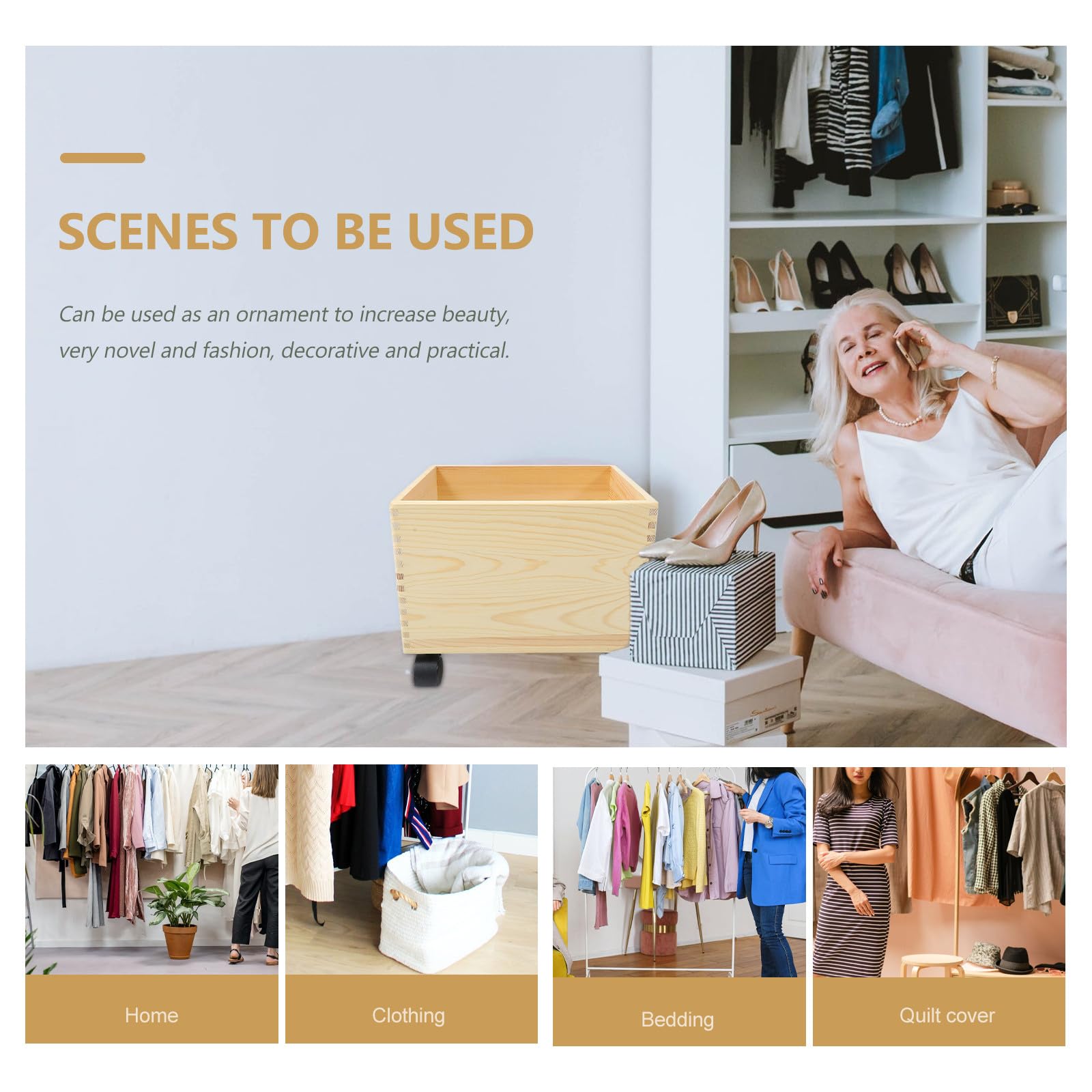 SUPVOX Caja de Almacenamiento de Madera Ruedas para Uso Múltiple, Diseño Práctico y Material Abs Duradero, Adecuado para Organizar Artículos Diversos Hogar
